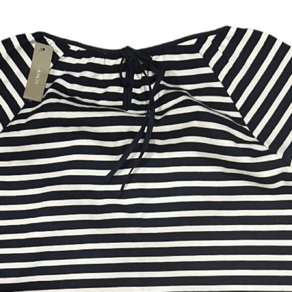 J. Crew Structured Stripe Keyhole Peasant Top in Navy Stripe Size XL NWT - Picture 6 of 8